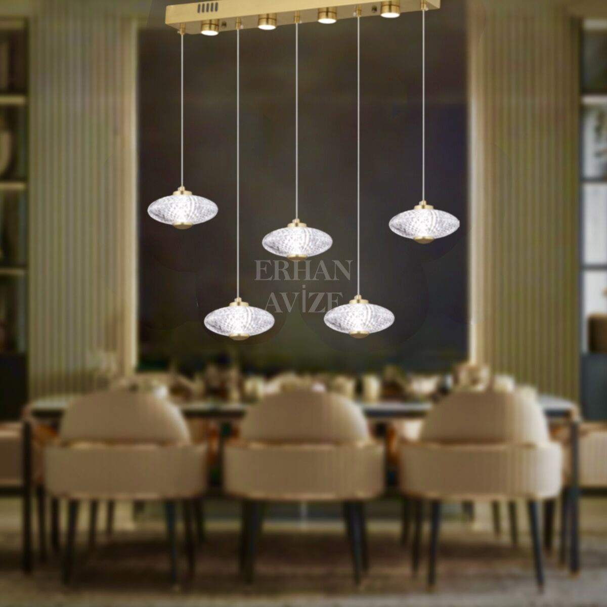 EASD-247 YM 5’li Sıralı Gold LED Avize